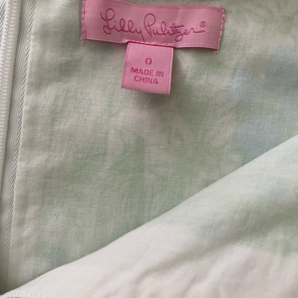 Lilly Pulitzer Janice Blue, Green, and White Shift Dress w/ Gold Embroidery - Picture 5 of 6